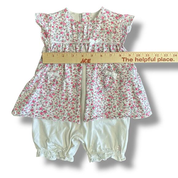 Émile et Rose Baby Girl 2-in-1 Romper Dress Outfit‎ 3M Pink Floral Cotton Blend - Picture 3 of 11